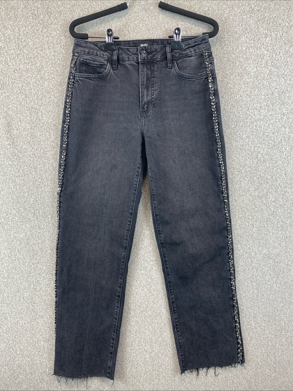 Paige Mason Ankle Glitz Jeans Size 27 Black Crystal Rhinestone Sparkle